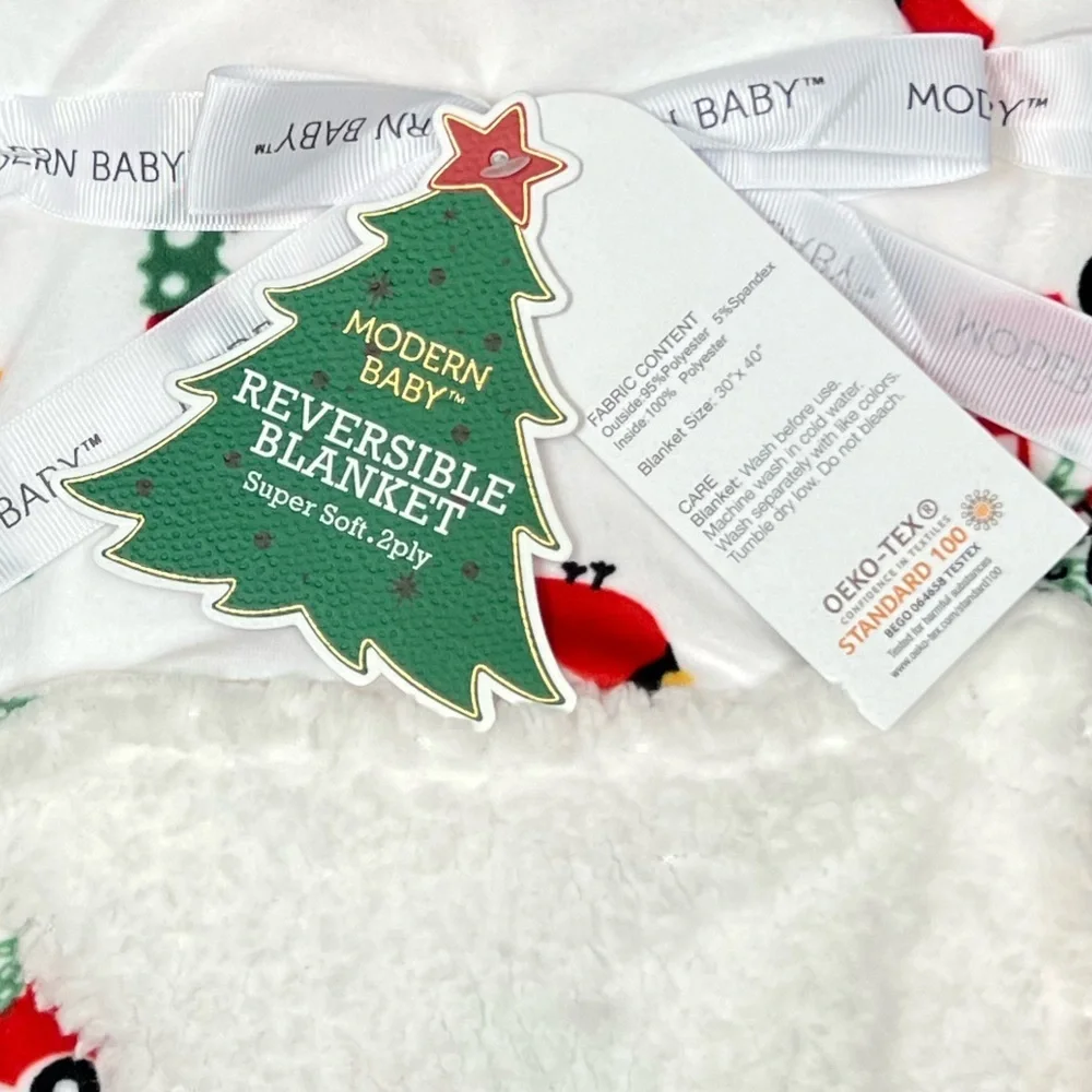 HOLIDAY - Modern Baby - ‘Christmas Woods’ Sherpa baby blanket 30”x40” NWT